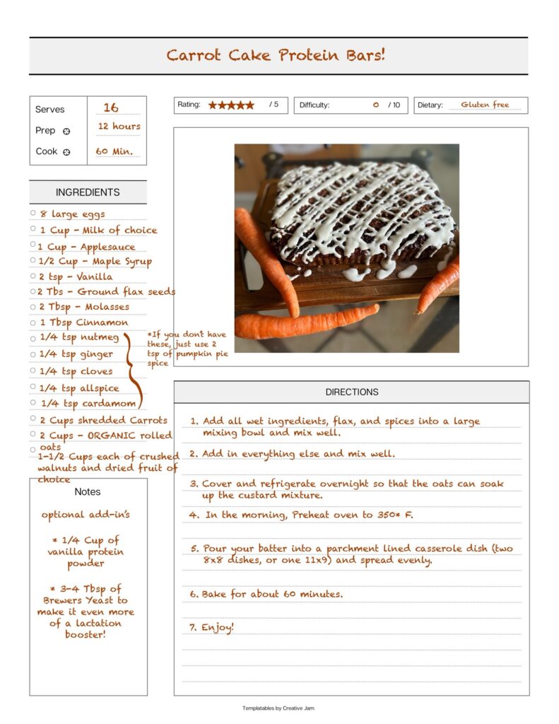 Protein Packed Carrot Cake Breakfast Bars Recipe